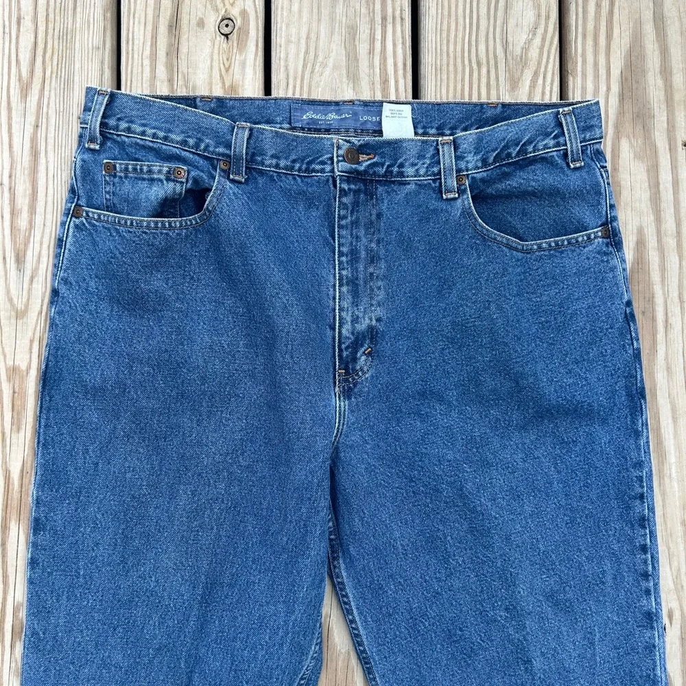 Vtg Eddie Bauer Loose Fit Tapered Leg Jeans Mens‎ Sz 40x32 Blue Cotton Denim